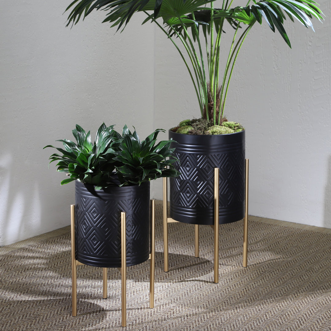 Aideen Metal Planter Pot Set for Indoor & Outdoor Use - Set of 2